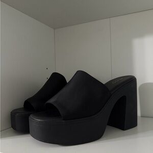 Black Aldo Platform Mules